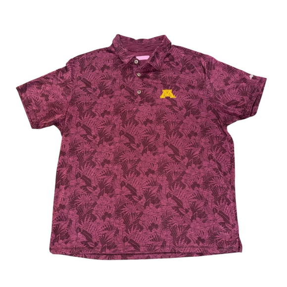 Tommy Bahama Minnesota Gophers Hawaiian Maroon Polo Shirt XXL Golf - Picture 1 of 10